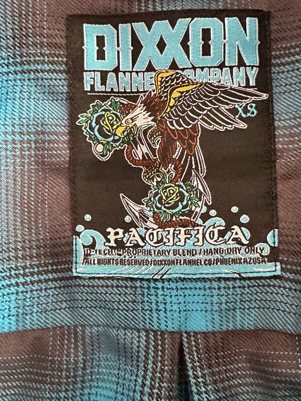 DIXXON Teal and Black Plaid Casual Button-Down Shirt - Picture 3 of 3